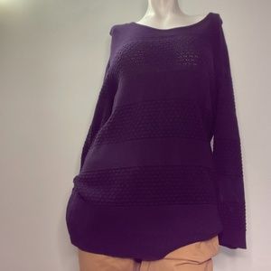 croft&barrow large purple long sleeve knit sweater scoop neck